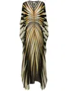 Roberto Cavalli Ray Of Gold Printed Viscose Long Dress In Black