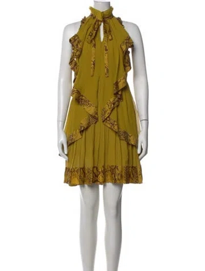 Pre-owned Roberto Cavalli Silk Knee-length Dress In Green