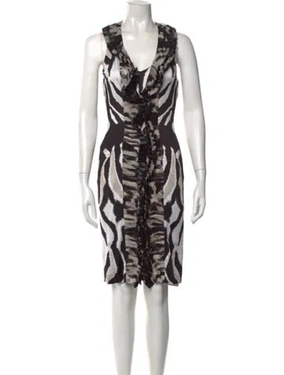 Pre-owned Roberto Cavalli Silk Knee-length Dress In Neutral