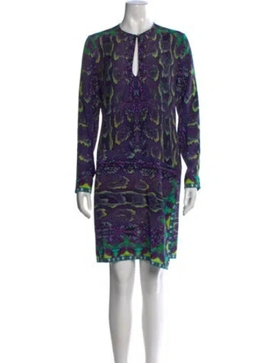 Pre-owned Roberto Cavalli Silk Knee-length Dress In Purple