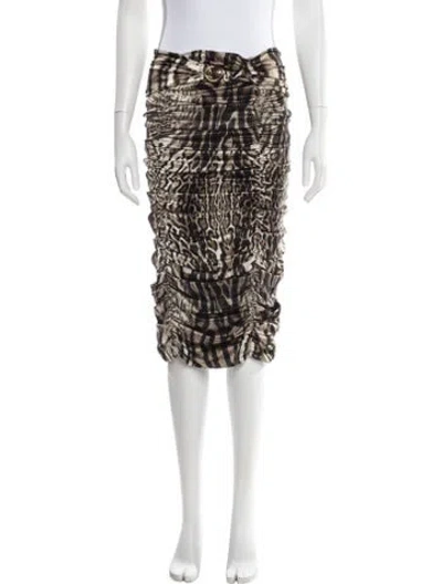 Pre-owned Roberto Cavalli Silk Knee-length Skirt In Brown