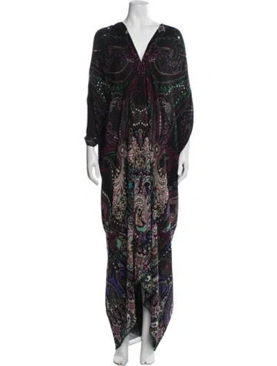 Pre-owned Roberto Cavalli Silk Long Dress In Black