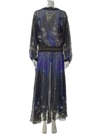 Pre-owned Roberto Cavalli Silk Long Dress In Multi