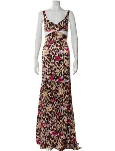 Pre-owned Roberto Cavalli Silk Long Dress W/ Tags In Black
