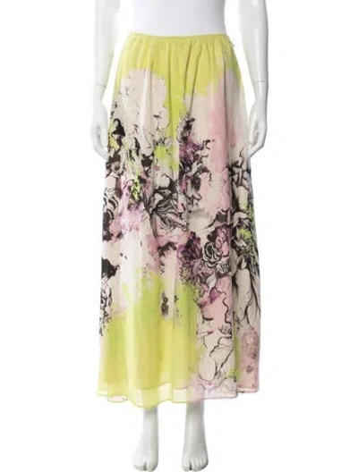 Pre-owned Roberto Cavalli Silk Long Skirt In Green