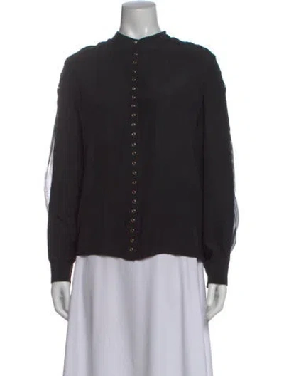 Pre-owned Roberto Cavalli Silk Long Sleeve Blouse In Black