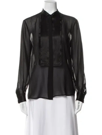 Pre-owned Roberto Cavalli Silk Long Sleeve Blouse In Gray