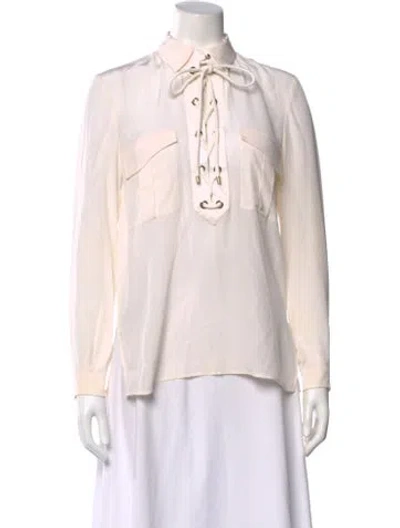 Pre-owned Roberto Cavalli Silk Long Sleeve Blouse In Neutral