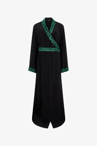 Roberto Cavalli Silk Maxi Dress With Embellished Detail In Black