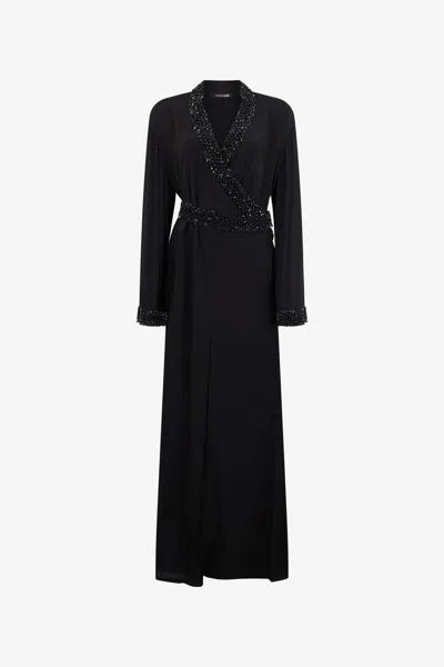 Roberto Cavalli Silk Maxi Dress With Embellished Detail In Black
