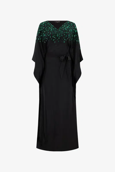 Roberto Cavalli Silk Maxi Dress With Embellished Detail In Black