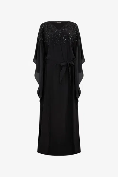 Roberto Cavalli Silk Maxi Dress With Embellished Detail In Black