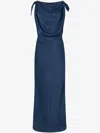 Roberto Cavalli Long Dress With Snake Print In Blau