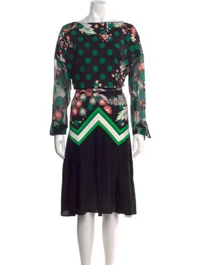 Pre-owned Roberto Cavalli Silk Midi Length Dress In Black