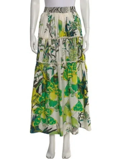 Pre-owned Roberto Cavalli Silk Midi Length Skirt In White