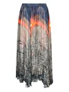 Roberto Cavalli Silk Midi Skirt In Blue