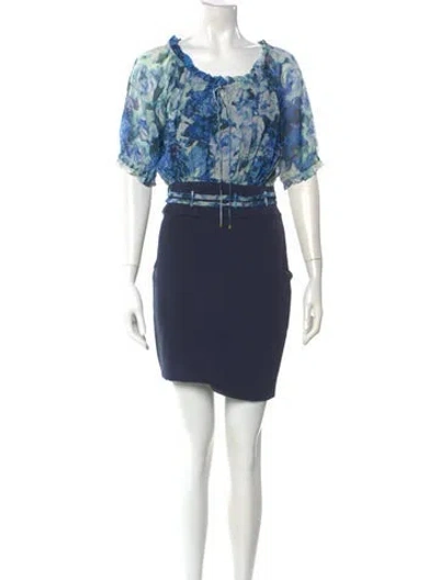 Pre-owned Roberto Cavalli Silk Mini Dress In Blue