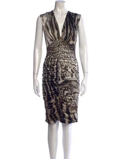 Pre-owned Roberto Cavalli Silk Mini Dress In Grey