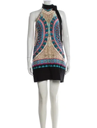 Pre-owned Roberto Cavalli Silk Mini Dress In Multi