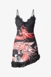 Roberto Cavalli Frilled Dragon-print Mini Dress