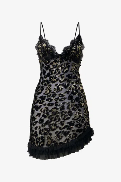 Roberto Cavalli Silk Mini Dress With Ruffles