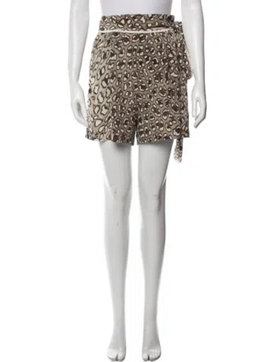 Pre-owned Roberto Cavalli Silk Mini Shorts W/ Tags In Brown