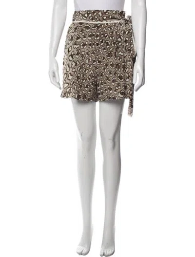 Pre-owned Roberto Cavalli Silk Mini Shorts W/ Tags In Brown