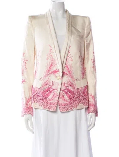 Pre-owned Roberto Cavalli Silk Paisley Print Blazer In Pink
