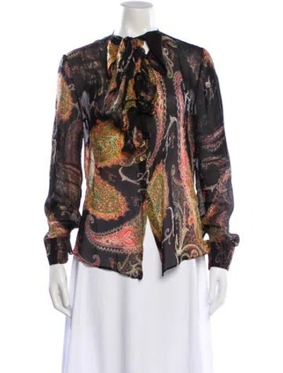 Pre-owned Roberto Cavalli Silk Paisley Print Blouse In Multi