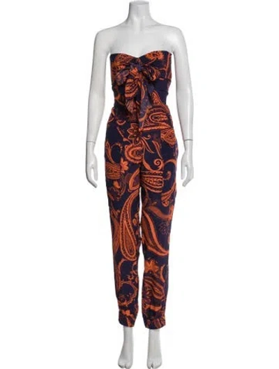Pre-owned Roberto Cavalli Silk Paisley Print Jumpsuit In Purple