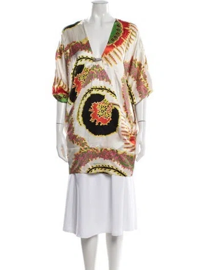Pre-owned Roberto Cavalli Silk Paisley Print Tunic In Neutrals