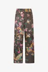 Roberto Cavalli Silk Pants With Natural Landscape In Black