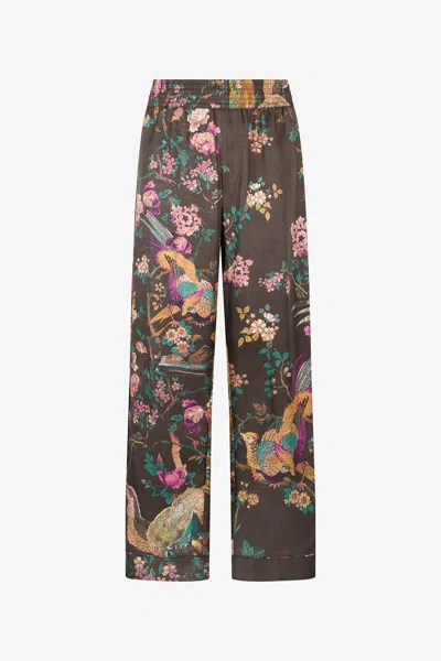 Roberto Cavalli Silk Pants With Natural Landscape