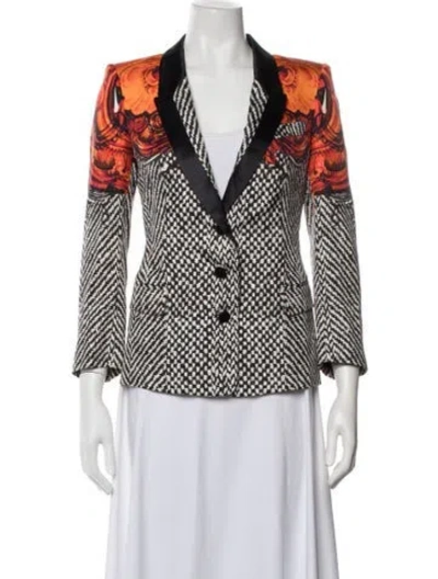Pre-owned Roberto Cavalli Silk Patterned Blazer In Black