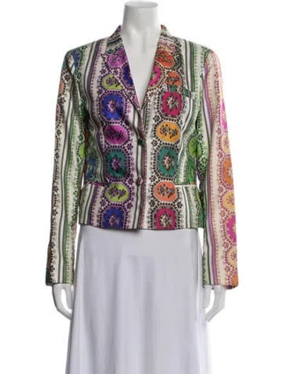 Pre-owned Roberto Cavalli Silk Patterned Blazer In Multicolor
