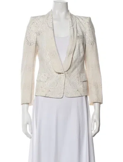 Pre-owned Roberto Cavalli Silk Patterned Blazer In Neutrals