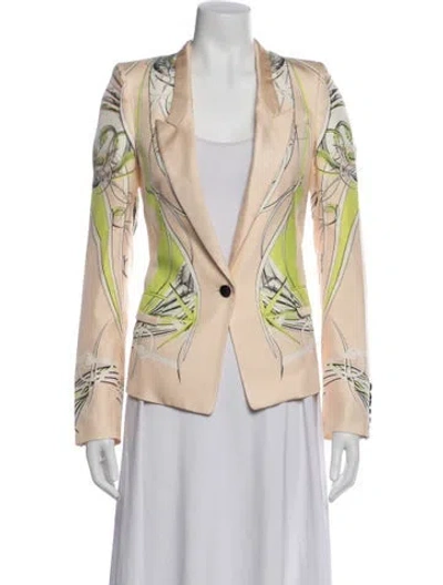 Pre-owned Roberto Cavalli Silk Patterned Blazer In Neutrals