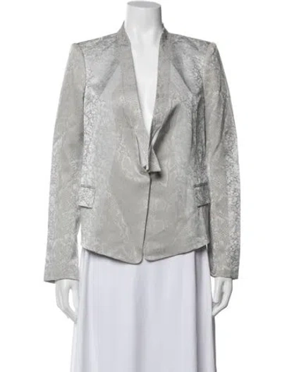 Pre-owned Roberto Cavalli Silk Patterned Blazer W/ Tags In Gray