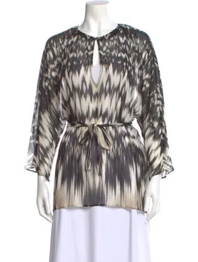 Pre-owned Roberto Cavalli Silk Patterned Blouse In White