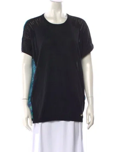 Pre-owned Roberto Cavalli Silk Patterned T-shirt In Black