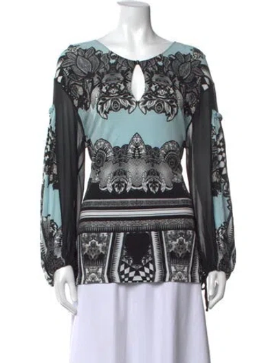 Pre-owned Roberto Cavalli Silk Printed Blouse In Black
