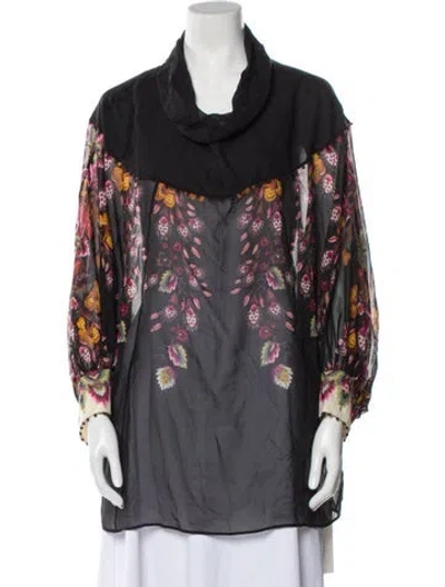 Pre-owned Roberto Cavalli Silk Printed Blouse In Blue