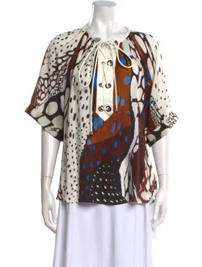 Pre-owned Roberto Cavalli Silk Printed Blouse In Brown