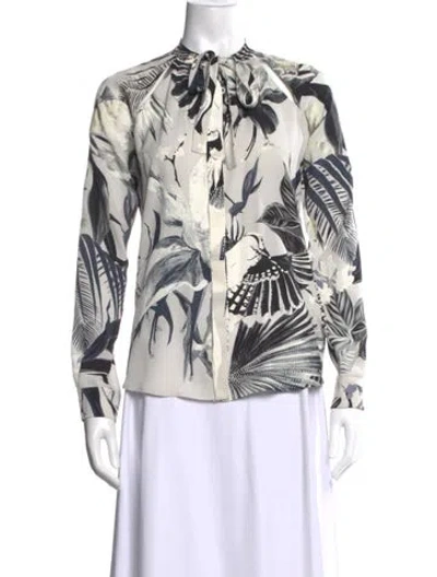 Pre-owned Roberto Cavalli Silk Printed Blouse In Multicolor