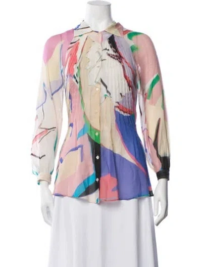 Pre-owned Roberto Cavalli Silk Printed Blouse In Multicolor