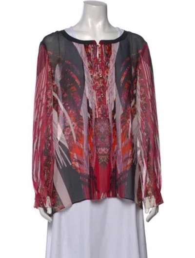 Pre-owned Roberto Cavalli Silk Printed Blouse In Red