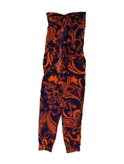 Pre-owned Roberto Cavalli Silk Printed Jumpsuit In Multi