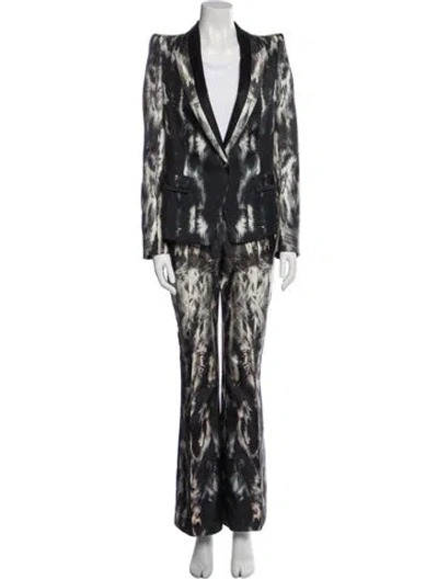 Pre-owned Roberto Cavalli Silk Printed Pantsuit In Black