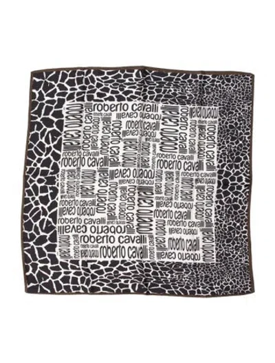 Pre-owned Roberto Cavalli Silk Printed Scarf In Black