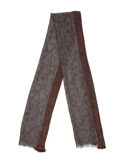 Pre-owned Roberto Cavalli Silk Printed Scarf In Gray
